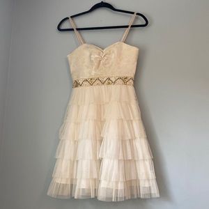 Deb Sparkly Gold & White Formal Dress Juniors Size 3/4